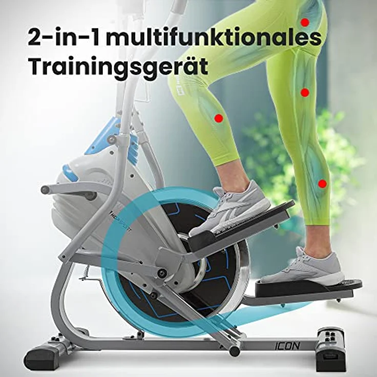 Hop-Sport Cross Stepper für zuhause HS-400B Icon - 2-in-1 Crosstrainer und Stepper mit Trainingscomputer - innovatives Trainingsgerät verbindet das Stepper- und Crosstrainer-Training – Bild 4