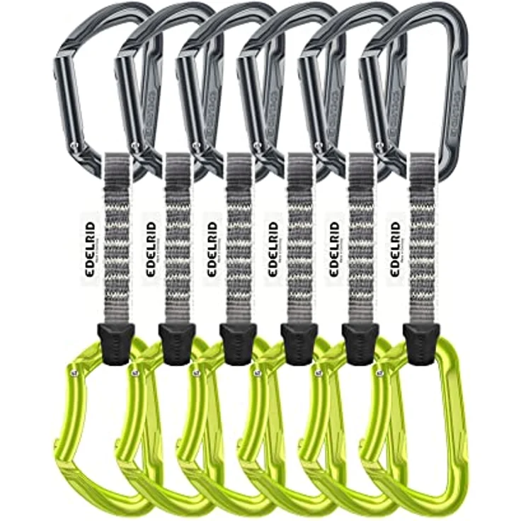 EDELRID Expressset Pure Set Sixpack, 10 cm, Slate-Oasis (627) - Robuste Karabiner mit Keylock-Verschluss, inklusive 16 mm Polyester-Schlinge und ANTITWIST Fixierung – Bild 2
