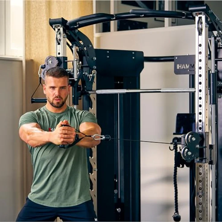 HAMMER Kraftstation Autark FT3, Multipresse für zu Hause mit Doppel-Seilzugsystem, 2 x 80 kg Gewichtsblöcke und umfangreichem Zubehör-Set für effektives Ganzkörpertraining – Bild 2
