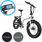 Bikesly Elektro Klapprad FATBIKE 20", Aluminium Rahmen, 7-Gang Shimano, Weiß, bis 120 km Reichweite