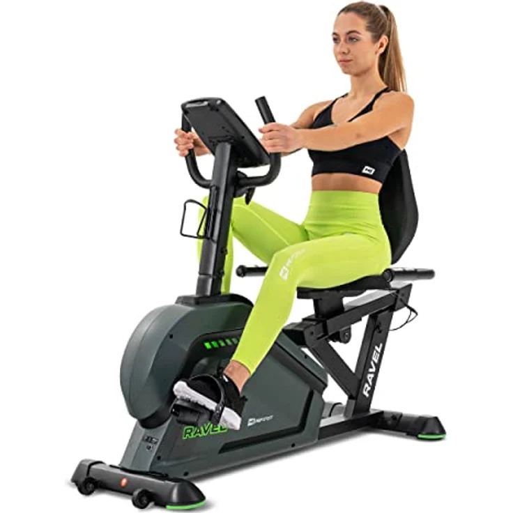 HS HOP-SPORT Liegeergometer HS-120L Ravel - Liegefahrrad Heimtrainer mit 12 Trainingsprogrammen, Bluetooth & App Steuerung, LCD-Display und ergonomischem Sitz, Schwarz – Bild 1