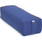 Bodhi Yoga Salamba Bolster Eco | Waschbarer Bezug aus 100% Bio-Baumwolle | Yogarolle eckig mit Bio Dinkelfüllung | Yogakissen groß für Restoratives Yoga | Maße: 63,5 x 26,5 x 20,5 cm (dunkelblau)