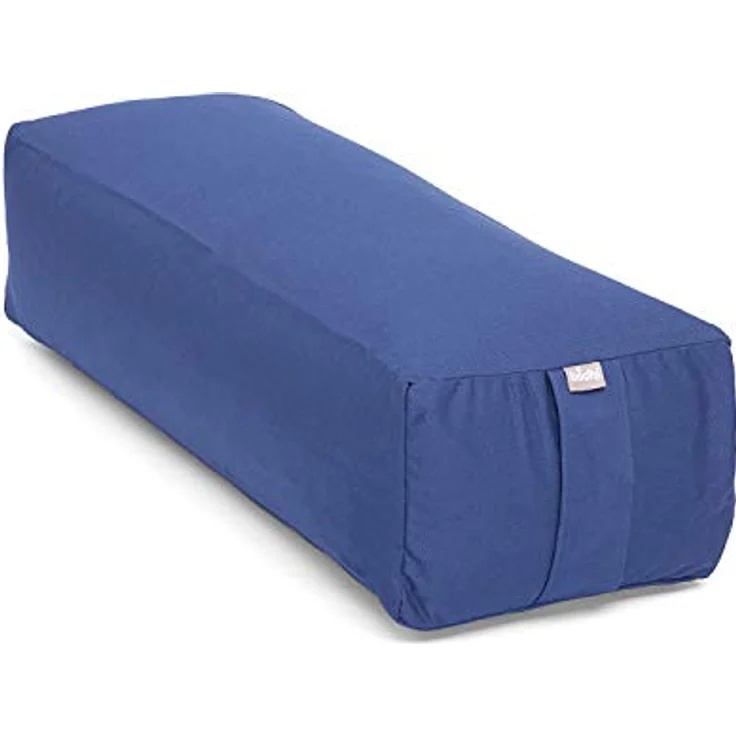Bodhi Yoga Salamba Bolster Eco | Waschbarer Bezug aus 100% Bio-Baumwolle | Yogarolle eckig mit Bio Dinkelfüllung | Yogakissen groß für Restoratives Yoga | Maße: 63,5 x 26,5 x 20,5 cm (dunkelblau) – Bild 1