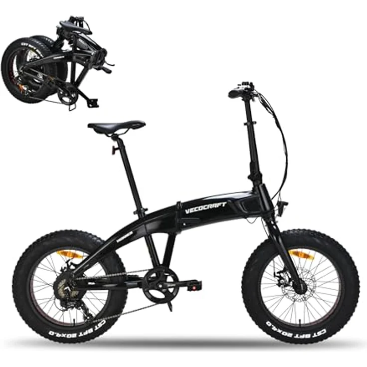 VecoCraft Hummer E Bike Klapprad 20 Zoll, 48V 10Ah Akku, Reichweite bis 80 KM, 250W Motor, 4.0" Fettreifen, 7-Gang, für Damen und Herren – Bild 1