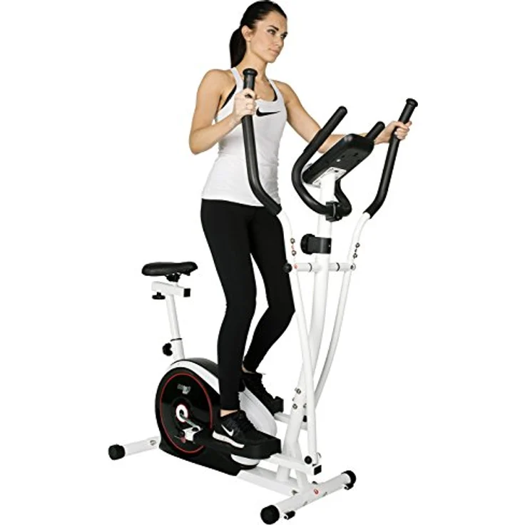 Christopeit Sport Crosstrainer CT 4 mit Sitz, Cross- und Heimtrainer 2 in 1 – schwarz/weiß – ca. L 111 x B 66 x H 152 cm – Bild 4