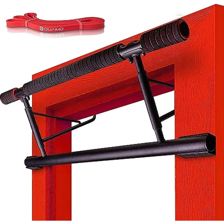 QUAMO BY LAVUR Klimmzugstange für Türrahmen | Stark & rutschfest | Einfache Montage ohne Schrauben | Ideales Home-Workout Equipment inkl. Widerstandsband – Bild 1