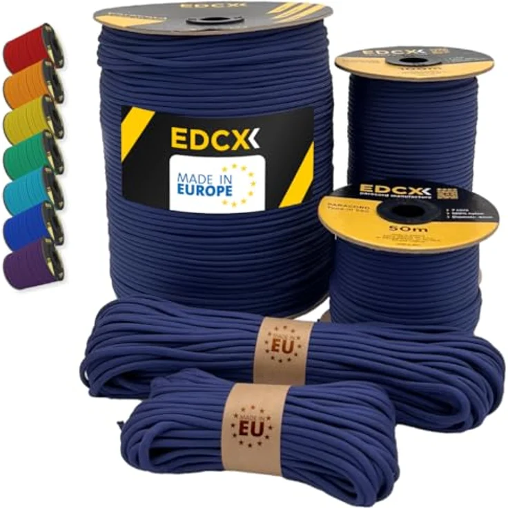 EdcX Paracord 4 mm, 550 Typ III, 100% Nylonseil, Navy Blue, 300 m, ideal für Basteln, Camping und Outdoor Aktivitäten – Bild 1