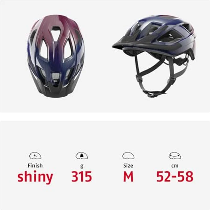 ABUS Aduro 3.0 LED, Sportiver City-Helm mit Rücklicht für Damen und Herren, Größe M, Violett – Bild 5