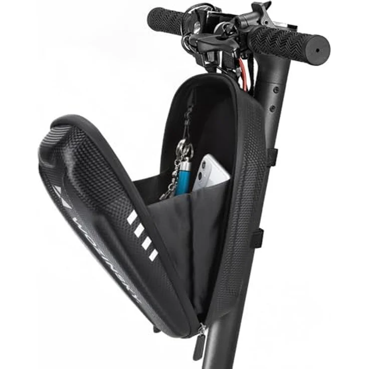 Wozinsky Waterproof Scooter Handlebar Bag 3L, Schwarze Fahrradtasche aus starkem EVA-Material mit vier Velcro-Befestigungen – Bild 5