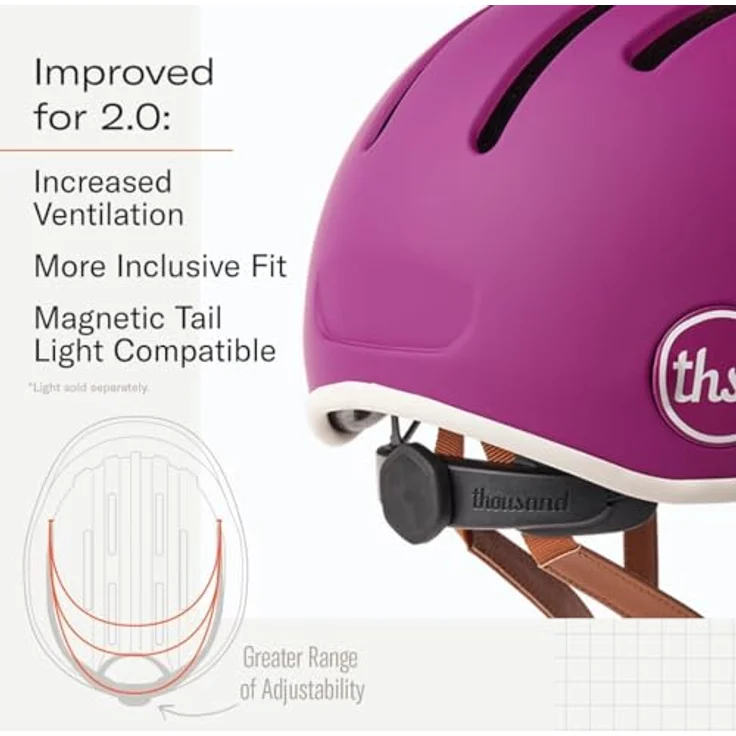 Thousand Fahrradhelm für Erwachsene – Heritage 2.0 Collection - Vibrant Orchid Medium, mit Secret Poplock Diebstahlsicherung, veganen Lederoptik Riemen und Magnetverschluss – Bild 5