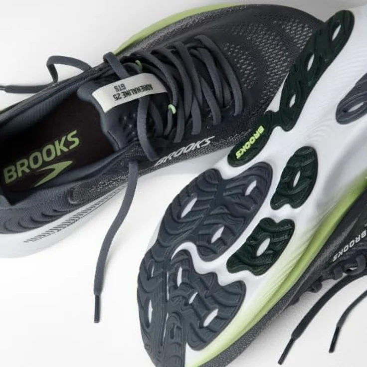 Brooks Adrenaline GTS 25 Herren Laufschuh, Grey/Paradise Green/Spruce, Medium (1D), Größe 44.5 mit zuverlässigem Support für ungestörtes Laufen – Bild 7