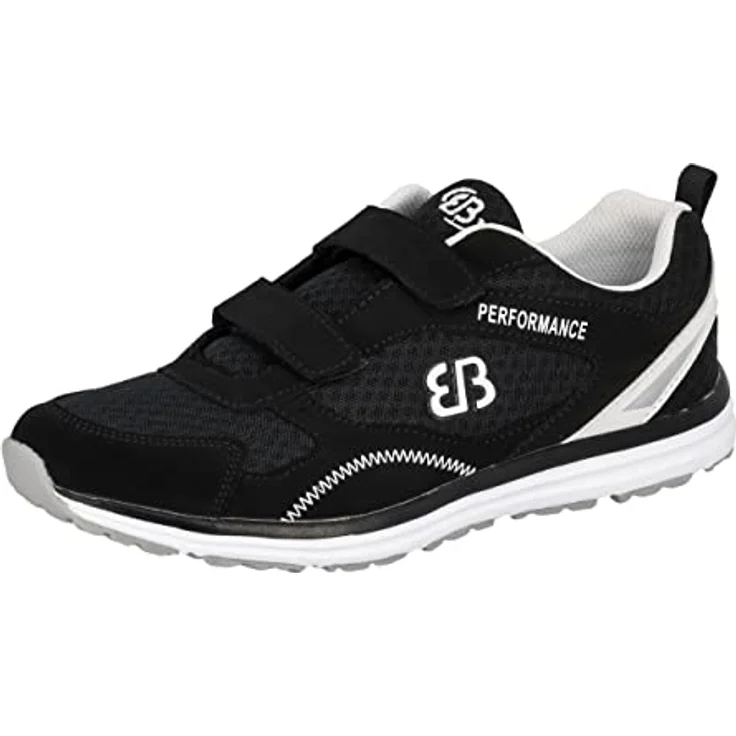 Brütting Sneaker Low Performance V Unisex, Schnürschuhe aus synthetischem Material mit Klettverschluss, Schwarz, Größe 43 EU – Bild 1