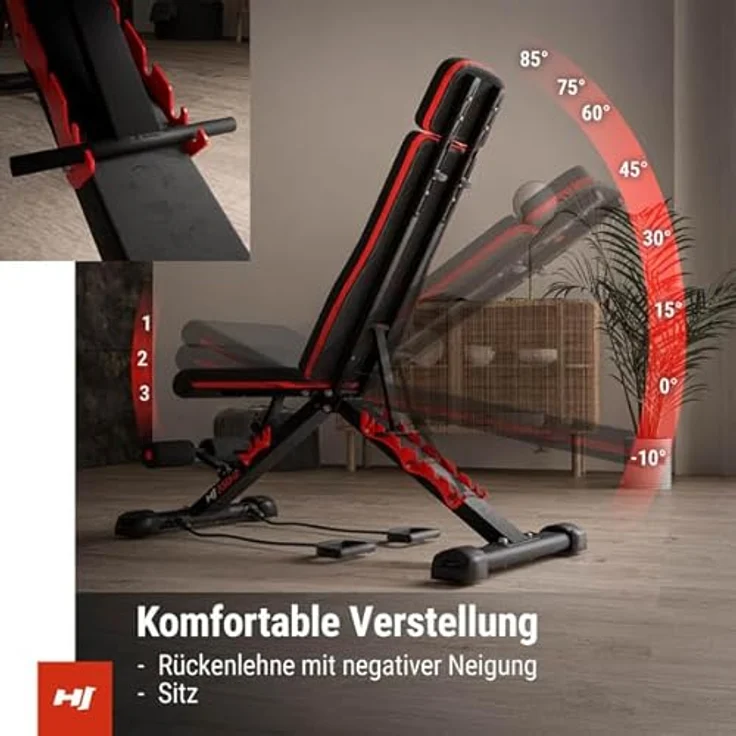 HS HOP-SPORT Hantelbank HS-2080HB, klappbar & stabil, multifunktional mit Expandern, belastbar bis 250 kg – Bild 3