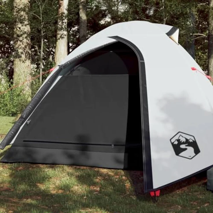 vidaXL Kuppel-Campingzelt 3 Personen Zelt Trekkingzelt Wanderzelt Leicht 210x195x120cm Innenzelt 3,1kg Weiß Dunkel Wasserdicht – Bild 2