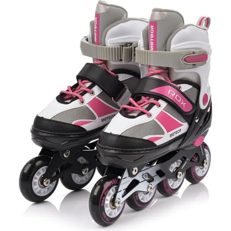 Meteor ROX Inlineskates Kinder, Rollschuhe in M 34-37, rosa/grau, mit Aluminiumrahmen, ABEC-7-Lager und höhenverstellbarer Schale – Bild 8