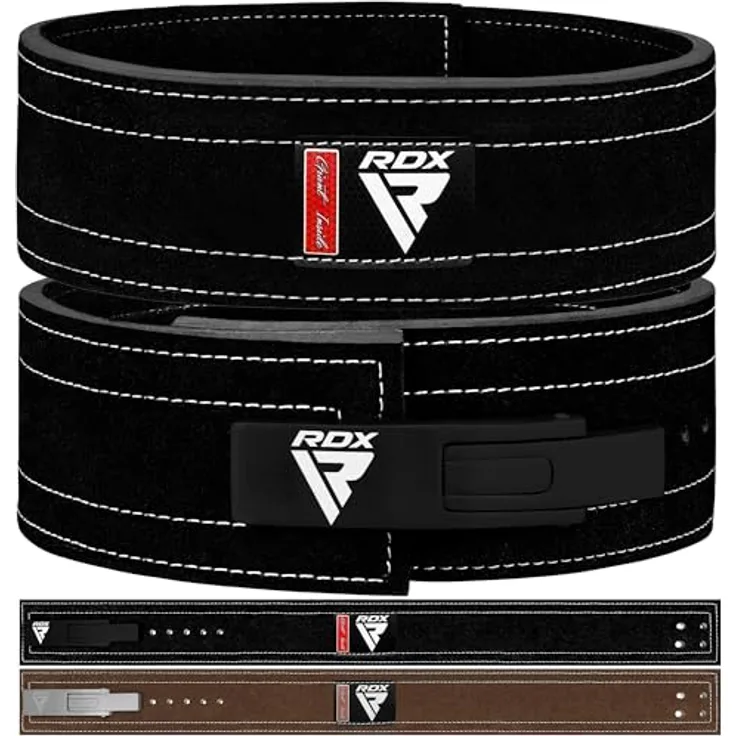 RDX 4” Gewichthebergürtel Hebelschnalle Leder, 10mm Genehmigt IPL USPA, Powerlifiting Trainingsgürtel Krafttraining Fitness Bodybuilding Gürtel, 10 Verstellbar Löcher,Gym Weight Lifting Belt, Herren