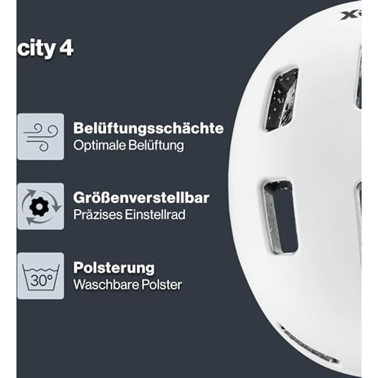 Uvex Sports City 4, Velohelm für E-Bike, 58 - 61 cm, matte weiße Farbgebung "white skyfall matt", mit 10 Belüftungsöffnungen und Reflektoren – Bild 2
