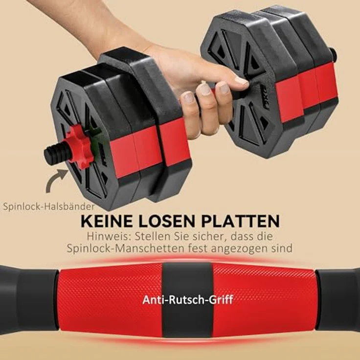 SPORTNOW 6-in-1 Hantelset, verstellbares Kurzhantel- und Langhantelset mit 20 KG Gewicht, rutschfester Griff und kompakte Lagerung für Zuhause – Bild 5