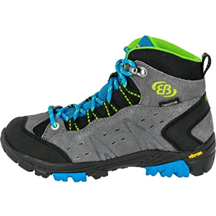 Brütting Mount Bona High Kids, Wanderschuhe für Jungen, Veloursleder, rutschfeste Vibram-Laufsohle, Größe 38, Grau – Bild 2