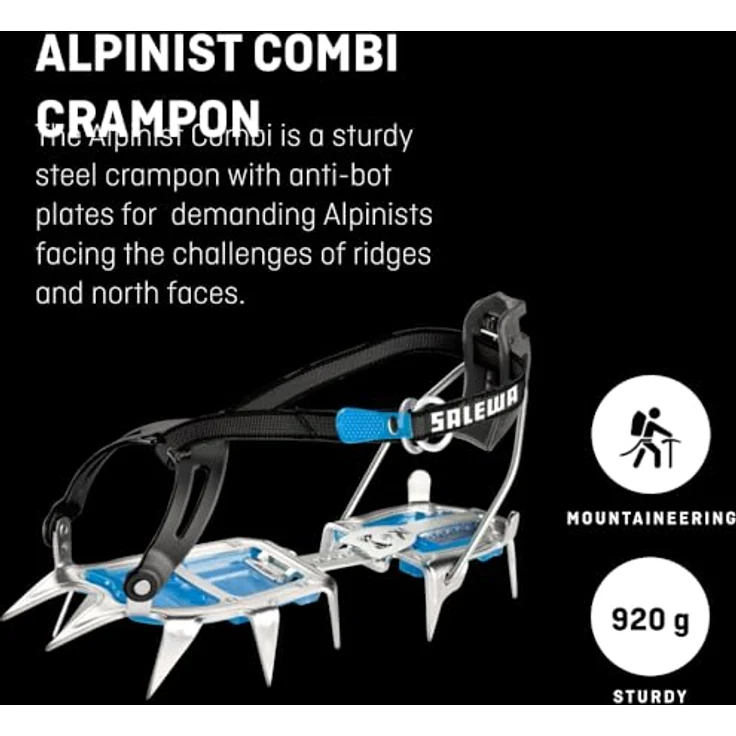 Salewa Alpinist Combi-Steigeisen, 12-zackige Stahl-Ausführung mit Antistollplatten für Hochtouren, Größe 35-48 – Bild 2