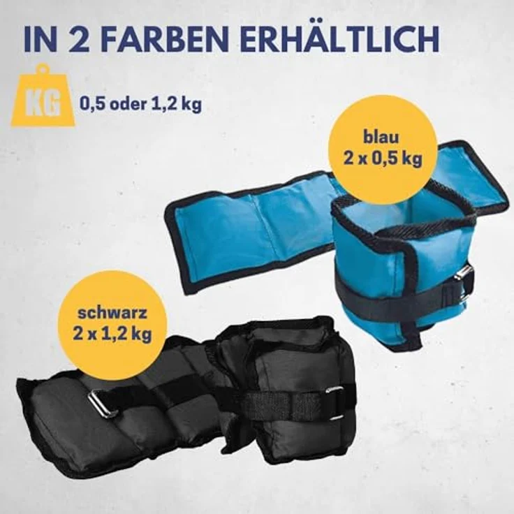 Best Sporting Gewichtsmanschetten 2er Set I 0,5kg I Verstellbar mit Klettverschlüssen I Hellblau / Schwarz – Bild 2