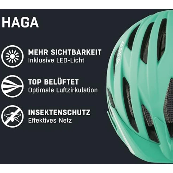 Alpina Haga Fahrradhelm, Größe S, Urban-Helm mit Hi-EPS, Inmold-Bauweise und integraler Rückleuchte – Bild 2