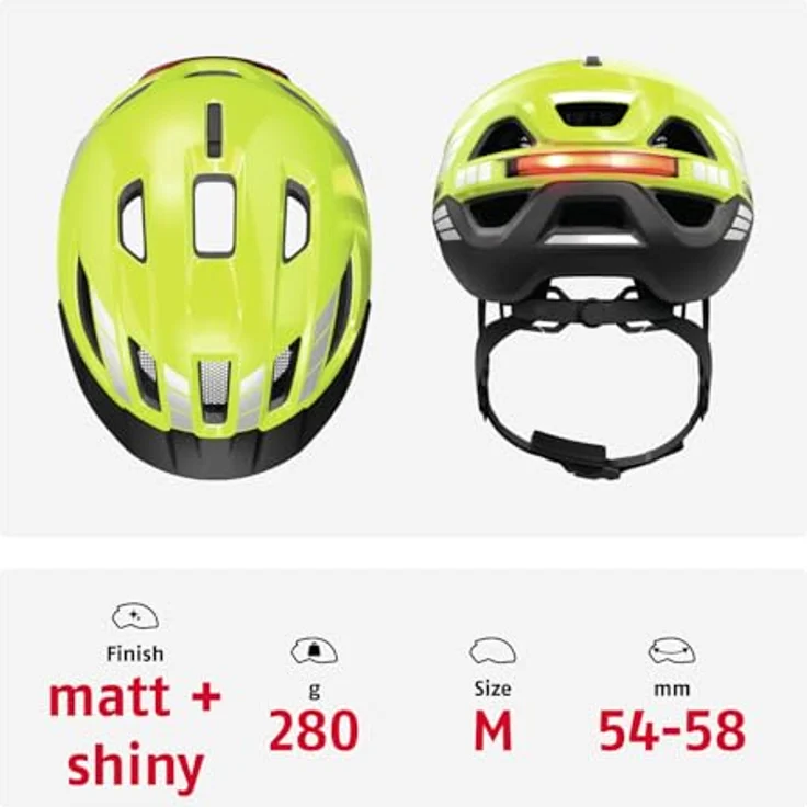 ABUS Urban-I 4.0 ACE Fahrradhelm mit aufladbarem Rücklicht, 4 Leuchtmodi, Zopf-Öffnung, magnetischem Verschluss - Größe M, gelb – Bild 3