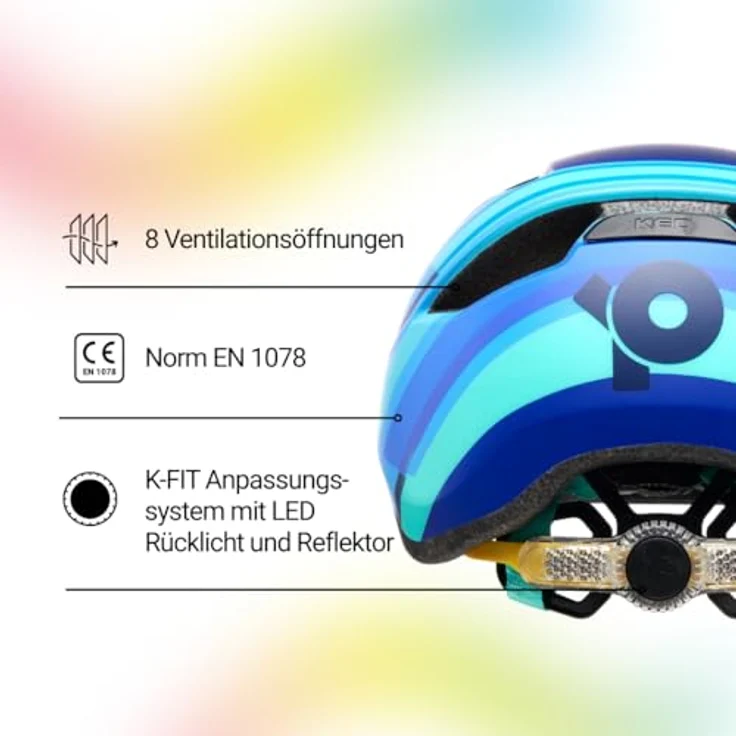 KED Pop II Lite Kinder Fahrradhelm mit Ultraleichtem Design, K-FIT System und Reflektierenden Details | Farbe: Blue Matt | Größe: 48-52 (S) – Bild 2