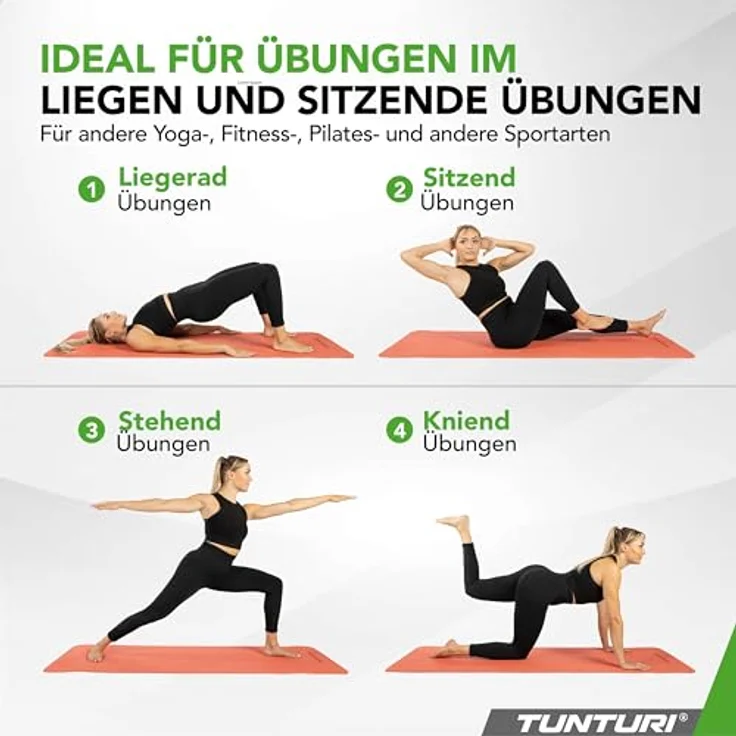 Tunturi Dicke Yogamatte 8mm - Rutschfest Gymnastikmatte  - Mit Tragegurt - Für Yoga und Pilates -  Sportmatte 183x61x0,8cm -Schadstofffrij - Besonders komfortabel - Roségold – Bild 4