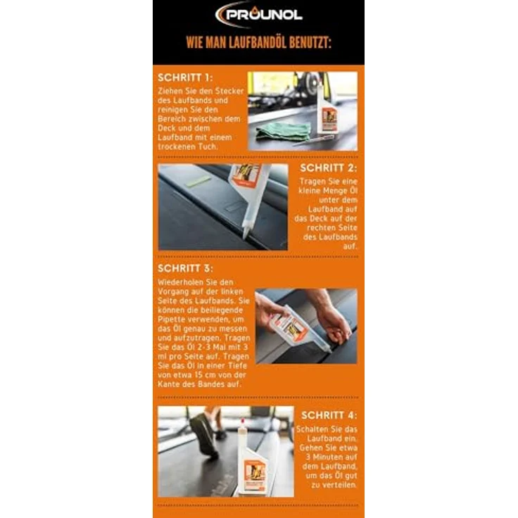 Prounol Silikonöl Laufband Öl 200 ml - 100% reines Silikon Schmiermittel für Laufbänder - Sauberes, sicheres und weltweit bekanntes Schmiermittel – Bild 4