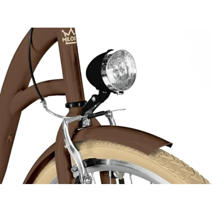 Milord Komfort Fahrrad, Damenfahrrad 28 Zoll mit Korb, 1 Gang, Braun, Retro-Design und komfortable Fahrweise – Bild 6