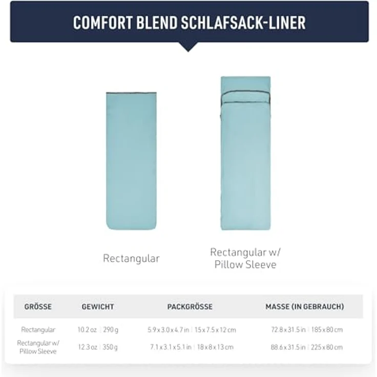 Sea To Summit Comfort Blend Sleeping Bag Liner, rechteckig, leicht mit 354 g, aus Polyester und Tencel für optimalen Komfort – Bild 3