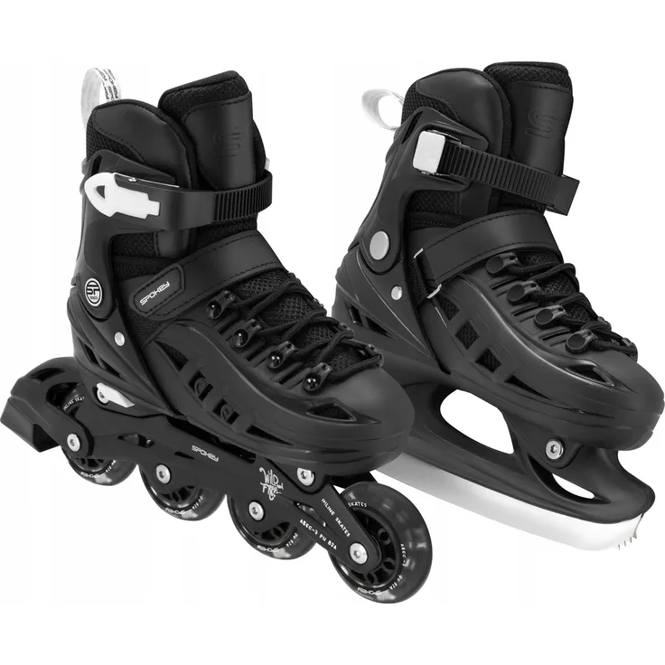 Spokey 4ONE 4in1, Rollschuhe für Kinder und Jugendliche, verstellbar 39-43, schwarz