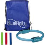 Relaxdays Bluefinity Pilates Ring, Doppelgriff, Gepolstert, Fiberglas, mit Bändern, türkis