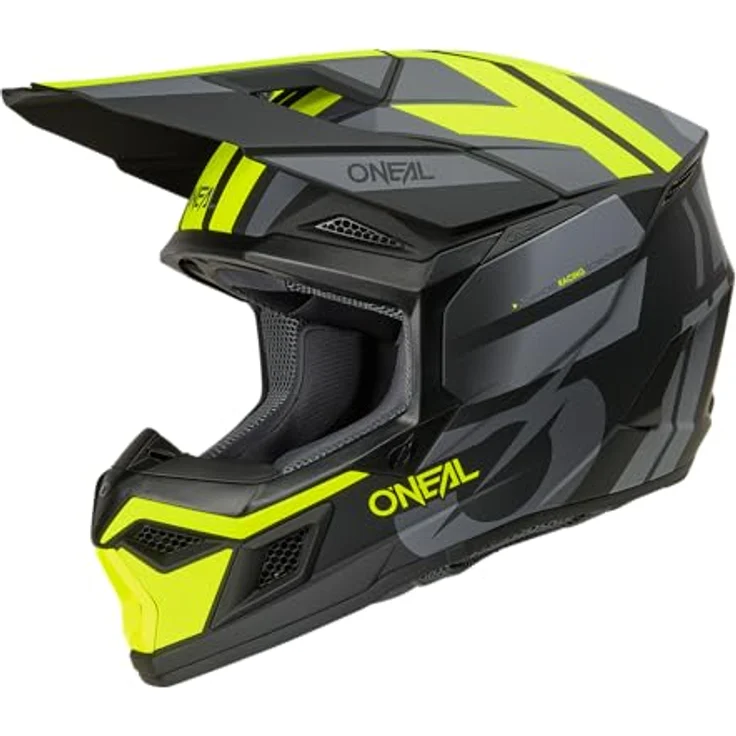 O'Neal 3SRS Helm Ride V.26, MX- und Enduro-Helm mit ABS-Konstruktion, schwarz/grau/neon gelb, Größe XS – Bild 1