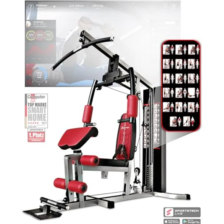 Sportstech Multifunktions-Homegym HGX100/HGX200/HGX300, Deutsche Qualitätsmarke, Fitnessstation für Zuhause