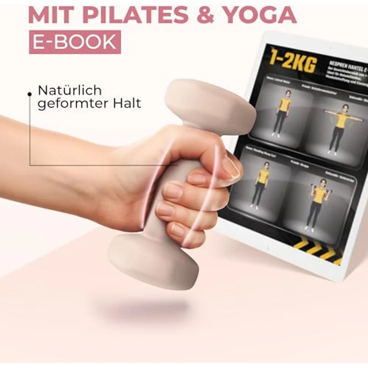 HQ Germany® Hanteln Set, 2x 1kg Neopren Hanteln in geruchsfreien Pastellfarben für Home-Workout – Bild 3