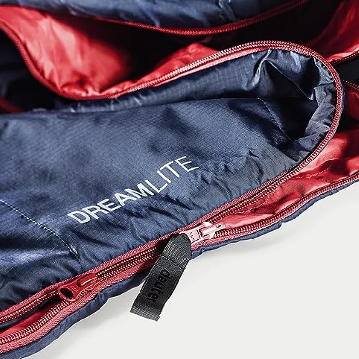 deuter Dreamlite Kunstfaser Schlafsack, navy-cranberry Leichtgewicht mit Innentasche und kleinem Packmaß – Bild 5