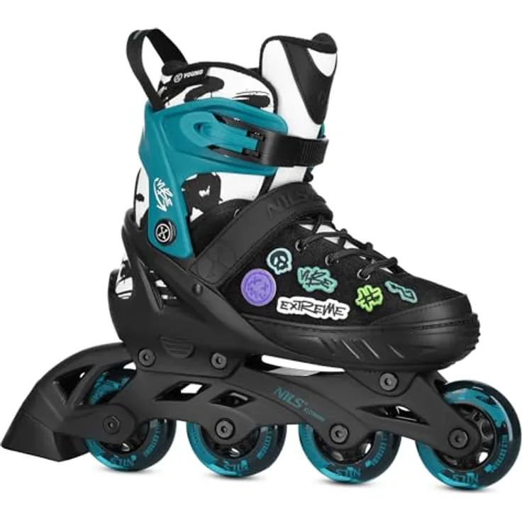 NILS CAMP Inliner VERSTELLBAR, ABEC-5 Kugellager Inline-Skates für Kinder & Jugendliche, marine, Größe 37-40