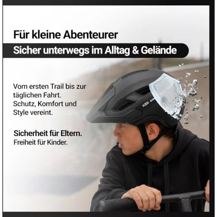 KED Embrace Jr Fahrradhelm – Jugendhelm mit integriertem Visier, Leichtbau, Farbe: Black Matt, Größe: 52-56 (SM) – Bild 9