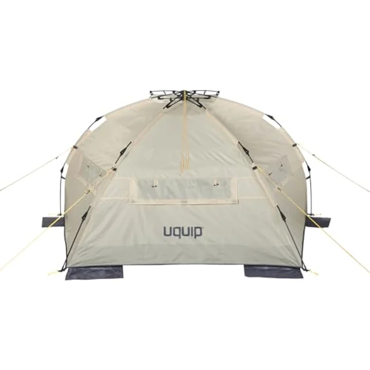Uquip Speedy Strandzelt und Strandmuschel, 2.50 kg, beige und grau, mit Schnellaufbausystem und stabiler Fiberglasstruktur – Bild 6
