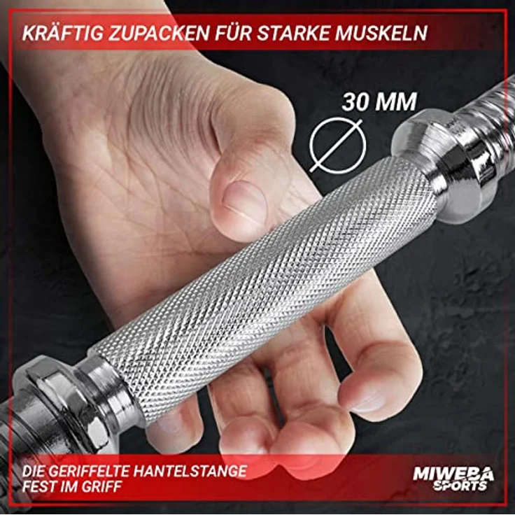 Miweba Sports Hantelset MKH110 | 10kg - 𝐏𝐫𝐨𝐟𝐢 Einzelhantel - Hanteln für Frauen und Männer - Hantel Set - Gusseisen Kurzhantelset - Kurzhantel - Griff ergonomisch - Gewichte (1x 10kg) – Bild 4