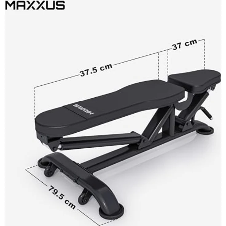 MAXXUS Universal Trainingsbank PRO - 8-fach verstellbare Rückenlehne, 3-fach verstellbarer Sitz, bis 300kg belastbar - Hantelbank, Schrägbank, Negativbank, Multifunktions Fitnessbank, Flachbank, Bankdrücken, Zuhause – Bild 4