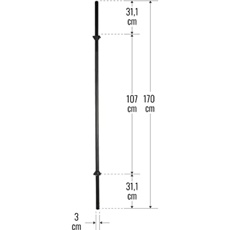 GORILLA SPORTS® Langhantelstange - 170cm, mit 2 Sternverschlüssen, 30mm, bis 200kg belastbar, Griff gerändelt, rutschfest, Chrom, Silber/Schwarz - Hantelstange, Langhanteln, Langhantel-Stange – Bild 5