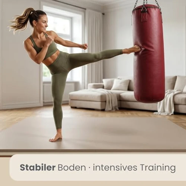 EYEPOWER Extra dick: 4cm Fitnessmatte 90x90cm - Schallgedämmte Bodenschutzmatte für Hantelbank und Fitnessgeräte, Wendbar in zwei Farben – Bild 2