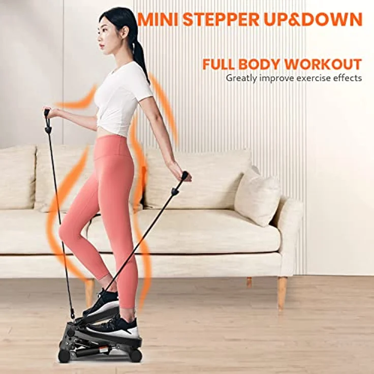 Niceday Mini Stepper für Zuhause | Up-Down Swing Stepper mit Power Ropes | Stepper Hometrainer mit LCD Display | 2 in 1 Trainingsgerät bis 100kg | Bein/Arm Trainer, Home Fitness Exercise - Preisvergleich – Bild 2