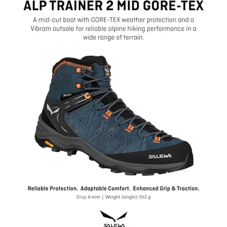 Salewa Alp Trainer 2 Mid GORE-TEX, Herren Wanderschuhe mit wasserdichtem Futter, Größe 43, Blau – Bild 2
