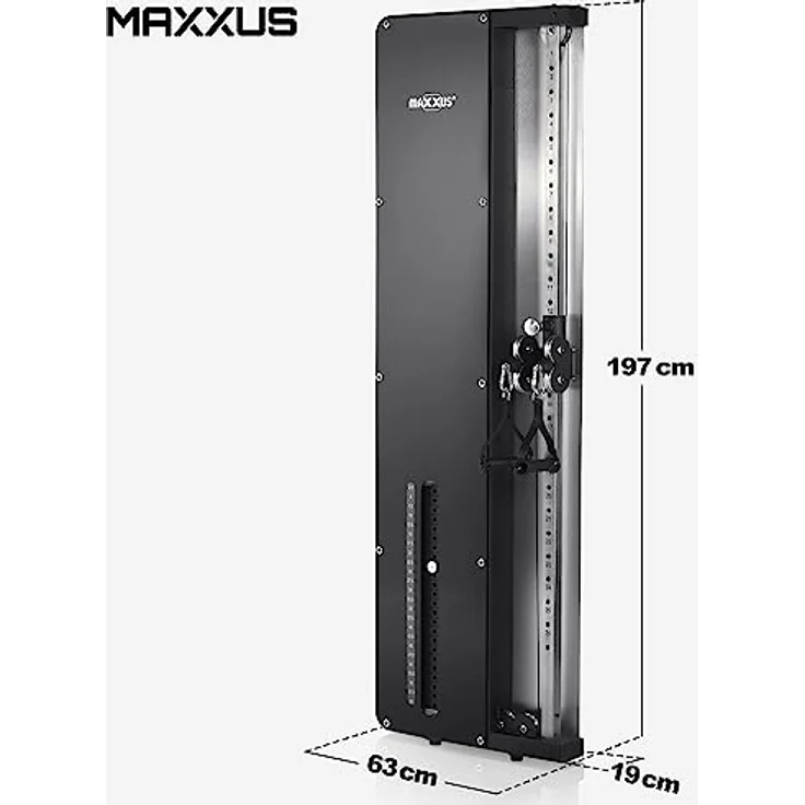 MAXXUS SmartGym H1 Kraftstation - Wandmontage, Doppelzugeinheit, Gewichtsplatten, 2 Handgriffe, 2 Kettenverlängerungen - Seilzug Turm, Kabelzug, Fitnessgerät, Kabelzug-Station, Latzugstation Zuhause – Bild 2