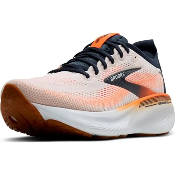 Brooks Adrenaline GTS 25 Herren Laufschuh, Komfortables Design mit DNA LOFT v3-Dämpfung und GuideRails Technologie, White/Spellbound/Orange, Größe 42.5 – Bild 1