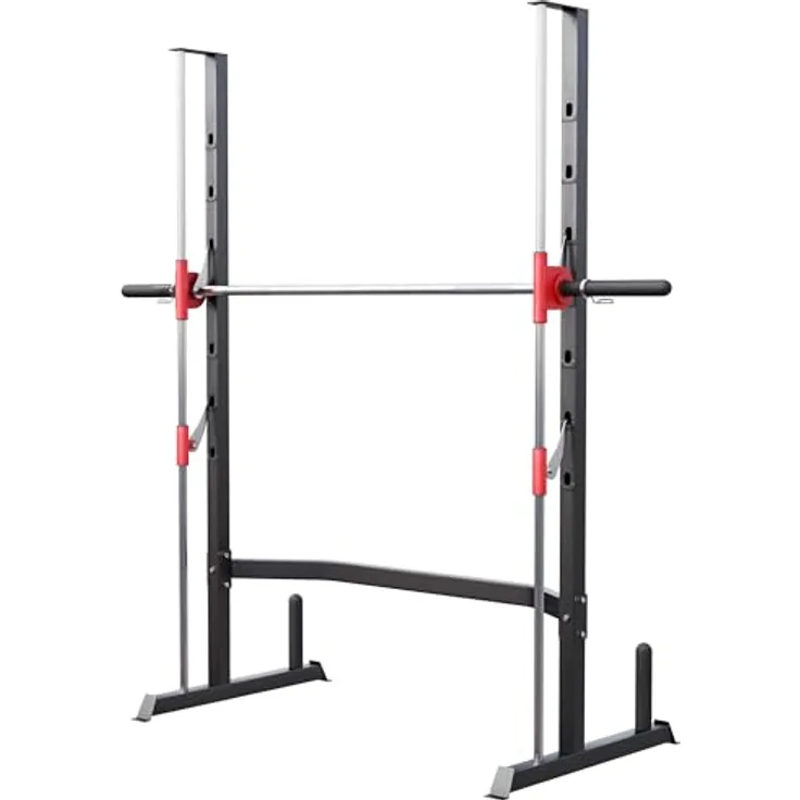 GORILLA SPORTS Power Rack - inkl. geführter Langhantelstange 25mm, bis 300kg, Stahl - Multipresse Squat Rack, Smith Machine, Kniebeugeständer, Kraftstation, schwarz